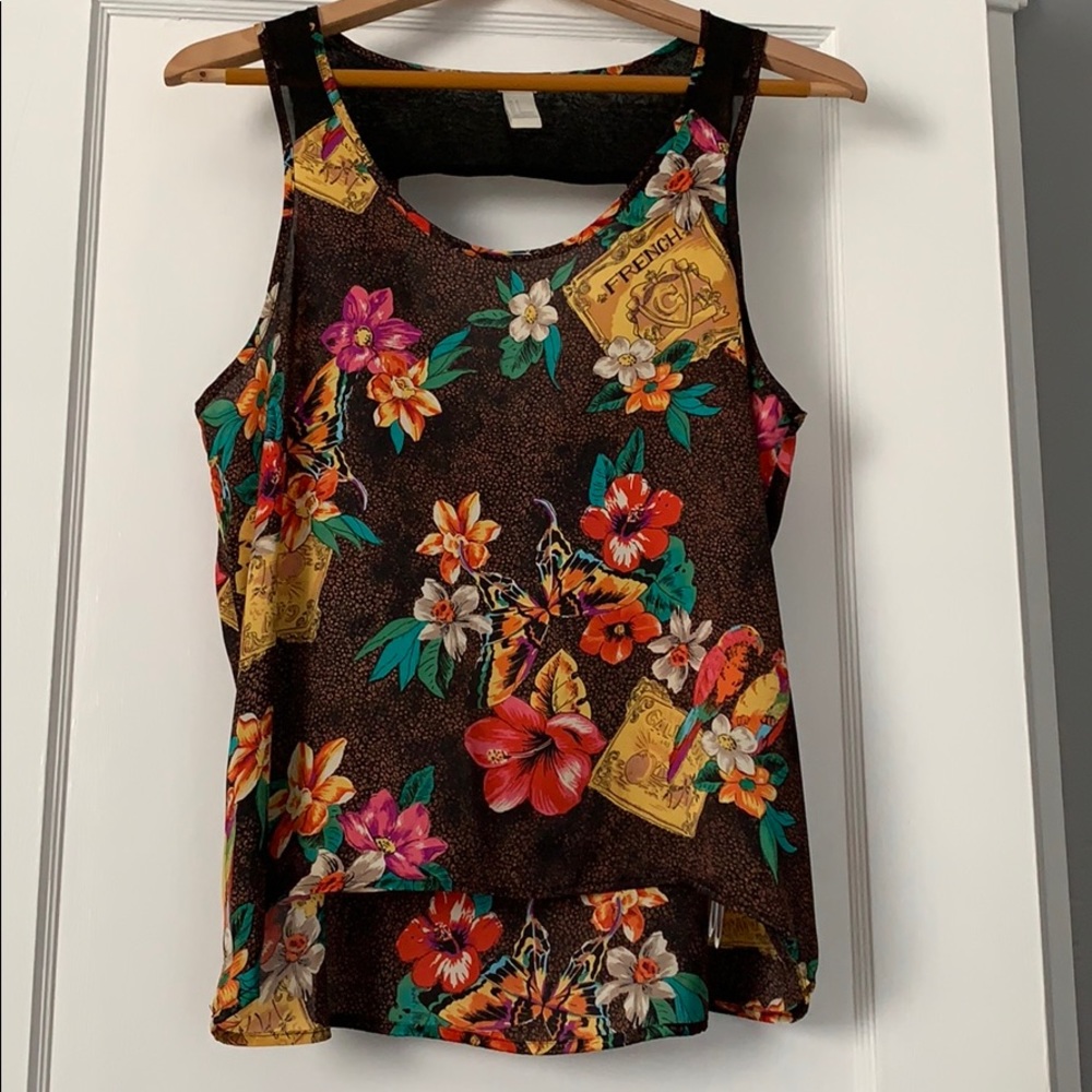 Forever 21 Small Silky Tank Top hi lo hem EUC